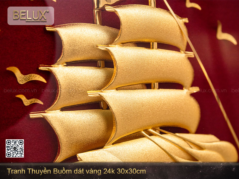 Tranh Thuyền Buồm Mạ Vàng Khổ Vuông 30×30